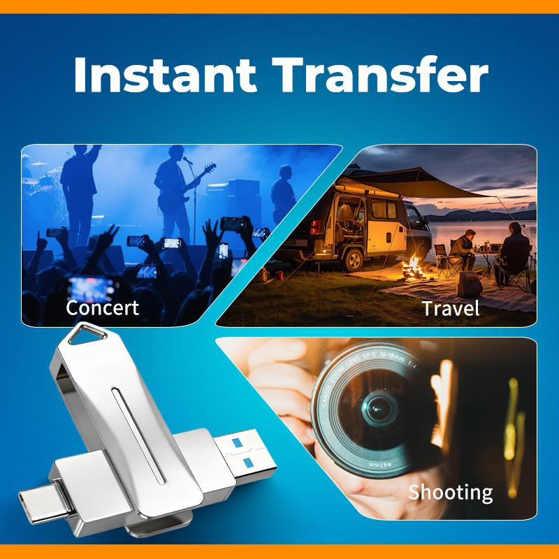 128GB 3-in-1 USB Drive for iPhone, iPad, Android, and PC - Plug-and-Play, High Transfer Speed, Universal Compatibility, Multifunctional Flash Storage Solution