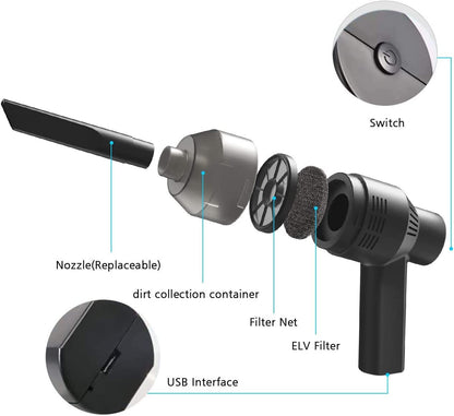 [Upgrade] Mini Vacuum Cordless Vacuum Keyboard Cleaner Rechargeable,For Cleaning Dust,Hair,Crumbs,Eraser Scrap,Laptop,Pet House,Sewing Machine