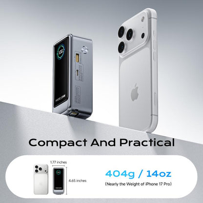 MAGIC JOHN High-Capacity 15,000mAh Portable Power Bank for Phones and Laptops, USB-C Output with Built-In 2.3ft Retractable Cable, Airline-Approved, Compatible with iPhone 17/16 Series, MacBook, Samsung, and More