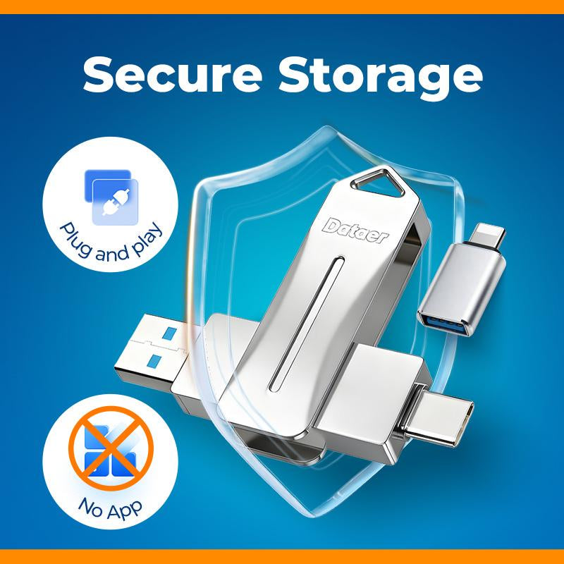 128GB 3-in-1 USB Drive for iPhone, iPad, Android, and PC - Plug-and-Play, High Transfer Speed, Universal Compatibility, Multifunctional Flash Storage Solution
