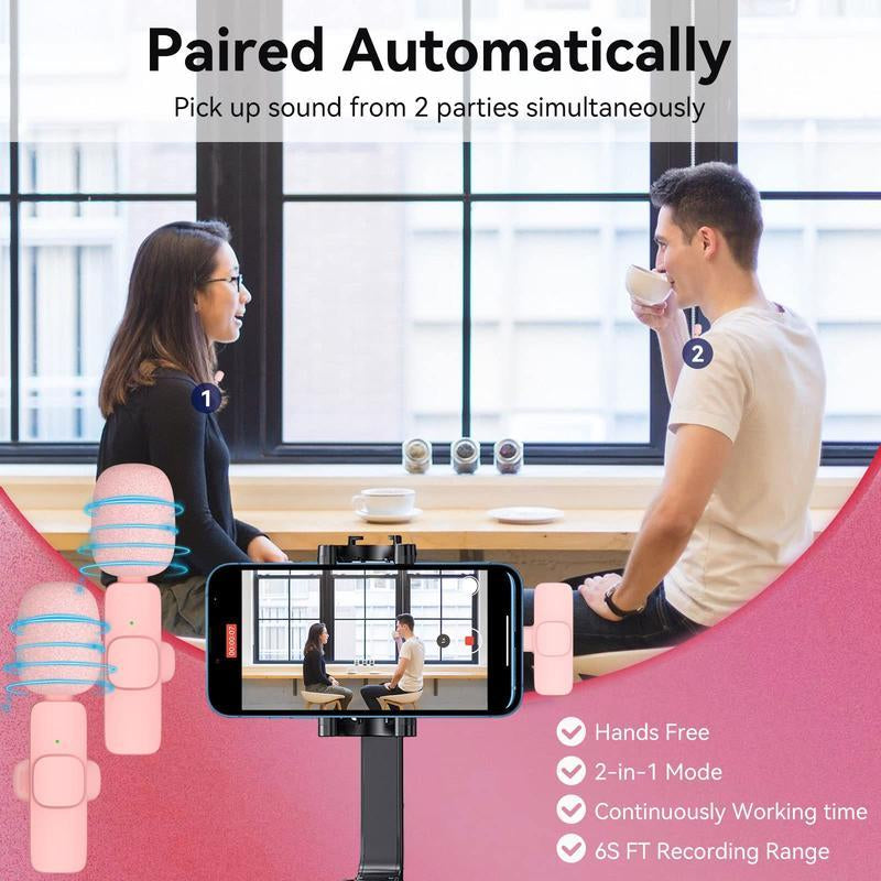 Transform Your Audio Experience with the PUCUN 2 Pcs Wireless Lavalier Microphone - Perfect for iPhone, iPad, and Android Devices!