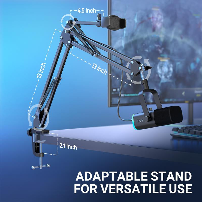 Transform Your Streaming Experience with the FIFINE AM8T NEO Adjustable Microphone Boom Arm and Phone Holder – Perfect for Podcasting, Gaming, and Content Creation!