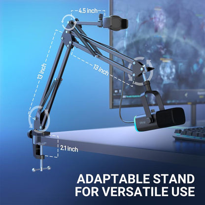 Transform Your Streaming Experience with the FIFINE AM8T NEO Adjustable Microphone Boom Arm and Phone Holder – Perfect for Podcasting, Gaming, and Content Creation!
