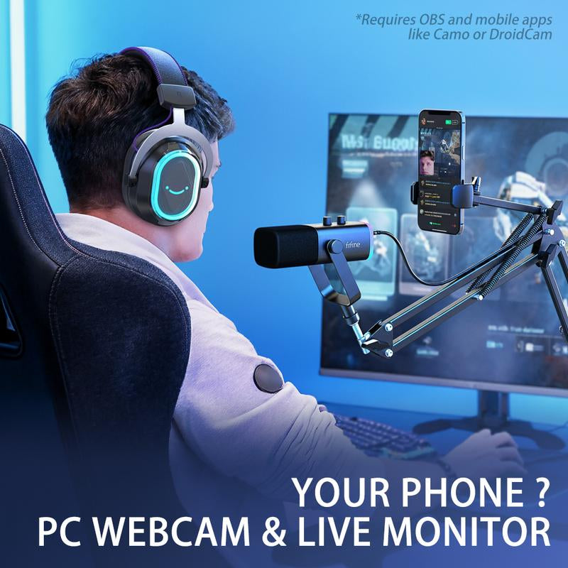 Transform Your Streaming Experience with the FIFINE AM8T NEO Adjustable Microphone Boom Arm and Phone Holder – Perfect for Podcasting, Gaming, and Content Creation!