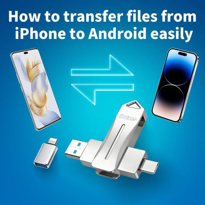 128GB 3-in-1 USB Drive for iPhone, iPad, Android, and PC - Plug-and-Play, High Transfer Speed, Universal Compatibility, Multifunctional Flash Storage Solution