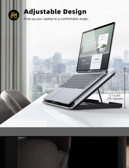 Laptop Cooler,  Laptop Cooling Pad : Portable Height Adjustable Laptop Cooling Fan Stand Holder Riser