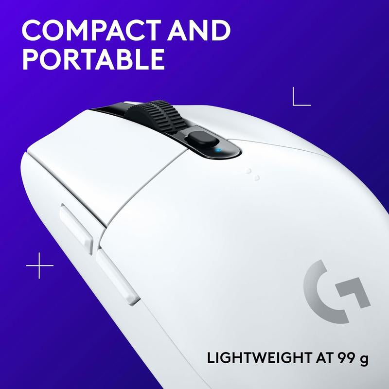 Logitech G305 LIGHTSPEED Wireless Gaming Mouse with HERO 12K Sensor, 12,000 DPI, Lightweight Design, 6 Programmable Buttons, 250-Hour Battery Life, On-Board Memory, Compatible with PC/Mac - White