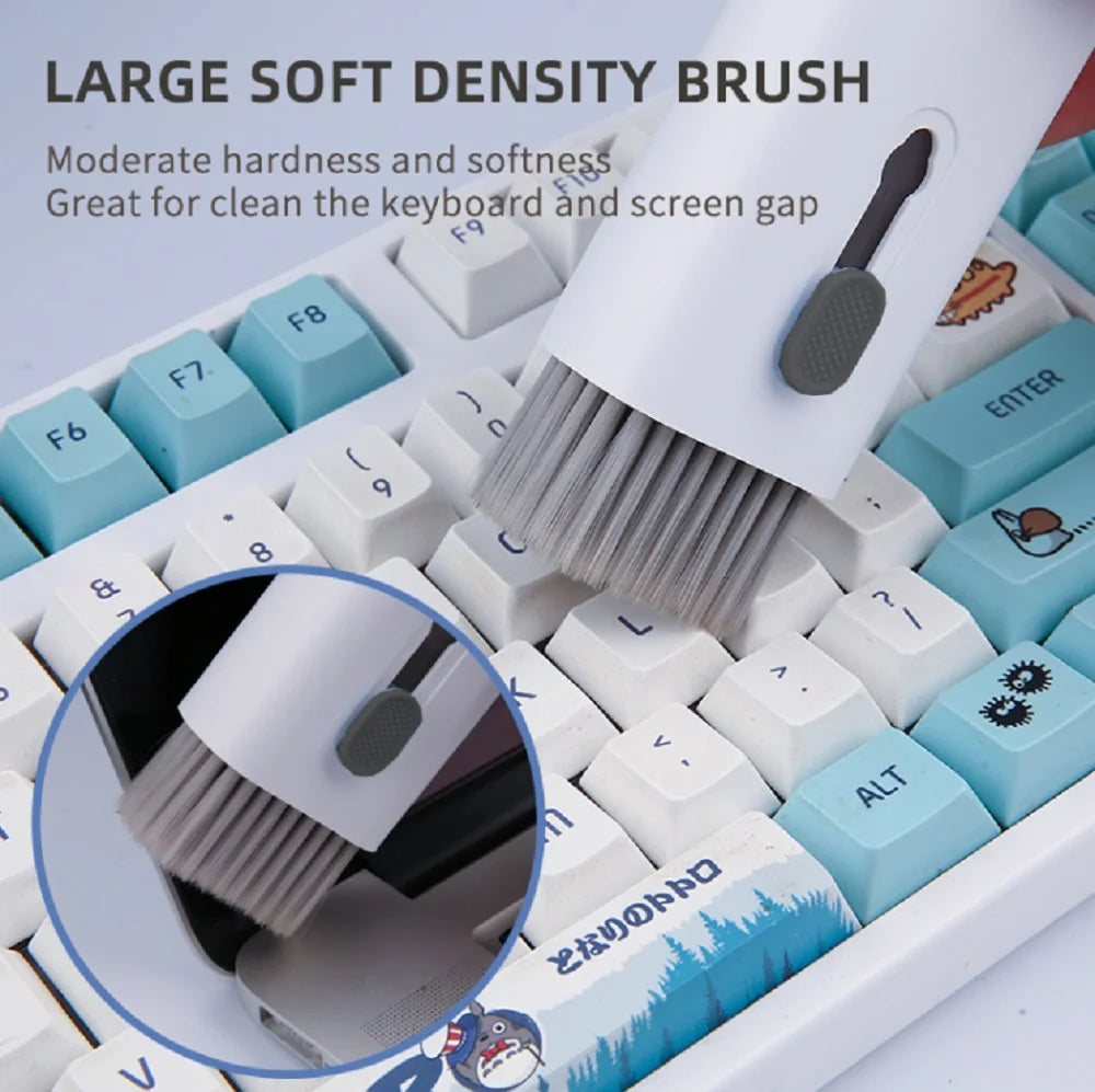 7-In-1 Multi-Device Cleaning Kit – Versatile Dust Brush for Keyboards, Screens & Earphones for Computers, Tablets & Bluetooth Devices